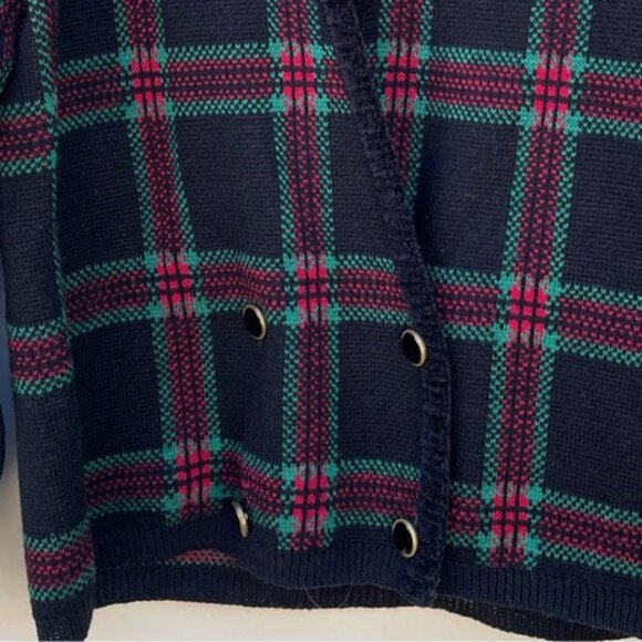 Vintage Pendleton Wool Plaid Double-Breasted Button-Down Cardigan Sz LP - Picture 5 of 7